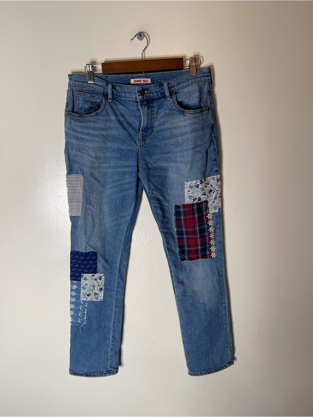 Johnny Was The Boyfriend Jeans Patchwork Size 28 Womens Boho